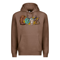Chestnut western love bull skull with gemstone and sunflowe Premium Hoodie - texasbilliewilder