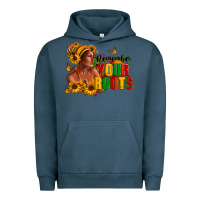 Pigment Midnight Navy Remember your roots Afro American Urban Hoodie - RanaPortraitStore