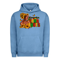 Pigment Pebble Blue Remember your roots Afro American Urban Hoodie - RanaPortraitStore