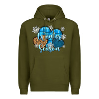 Army Green snow hearts winter season Premium Hoodie - Zillion Design Studio