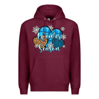 Burgundy snow hearts winter season Premium Hoodie - Zillion Design Studio
