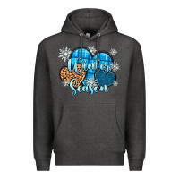 Charcoal Heather snow hearts winter season Premium Hoodie - Zillion Design Studio