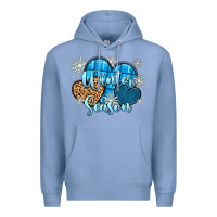 Colony Blue snow hearts winter season Premium Hoodie - Zillion Design Studio