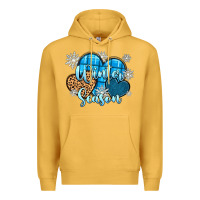 Mustard snow hearts winter season Premium Hoodie - Zillion Design Studio