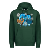 Sports Green snow hearts winter season Premium Hoodie - Zillion Design Studio
