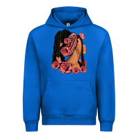 Cobalt Pink roses afro woman Urban Hoodie - RanaPortraitStore