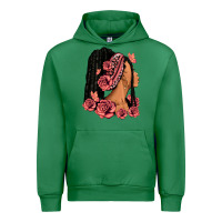 Emerald Pink roses afro woman Urban Hoodie - RanaPortraitStore
