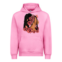 Fuchsia Pink Pink roses afro woman Urban Hoodie - RanaPortraitStore