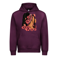 Mauve Wine Pink roses afro woman Urban Hoodie - RanaPortraitStore