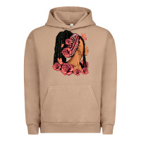 Pigment Burro Pink roses afro woman Urban Hoodie - RanaPortraitStore