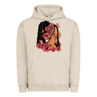 Pigment French Oak Pink roses afro woman Urban Hoodie - RanaPortraitStore