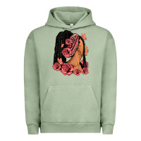 Pigment Oil Green Pink roses afro woman Urban Hoodie - RanaPortraitStore