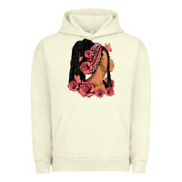 Pigment Pistachio Pink roses afro woman Urban Hoodie - RanaPortraitStore