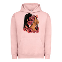 Pigment Salmon Pink roses afro woman Urban Hoodie - RanaPortraitStore