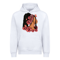 White Pink roses afro woman Urban Hoodie - RanaPortraitStore