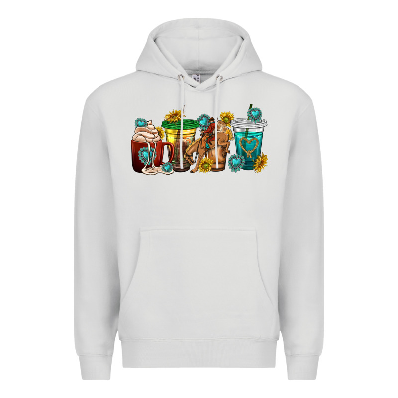 Western Rodeo Coffee Cup Premium Hoodie by texasbilliewilder | Teevron