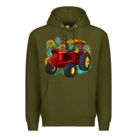Army Green western tractor Premium Hoodie - texasbilliewilder