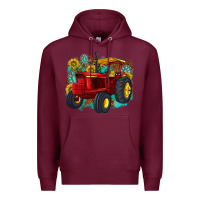 Burgundy western tractor Premium Hoodie - texasbilliewilder