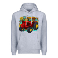Heather Grey western tractor Premium Hoodie - texasbilliewilder
