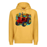 Mustard western tractor Premium Hoodie - texasbilliewilder