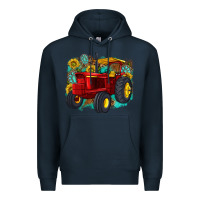 Navy western tractor Premium Hoodie - texasbilliewilder