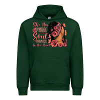 Forest Green She has fire in her soul afro woman Urban Hoodie - RanaPortraitStore