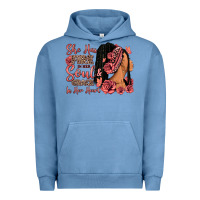 Pigment Pebble Blue She has fire in her soul afro woman Urban Hoodie - RanaPortraitStore
