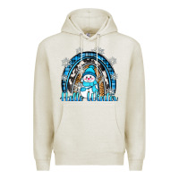 Oatmeal Heather hello winter rainbow Premium Hoodie - Zillion Design Studio