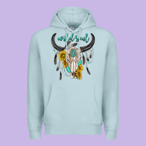 Wild Soul Boho Bull Skull Premium Hoodie Designed By Texasbilliewilder
