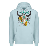 Blue Mist wild soul boho bull skull Premium Hoodie - texasbilliewilder