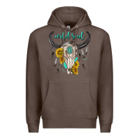 Coffee wild soul boho bull skull Premium Hoodie - texasbilliewilder