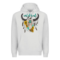 Dove Grey wild soul boho bull skull Premium Hoodie - texasbilliewilder