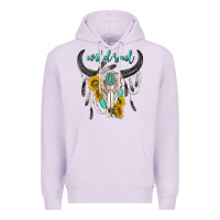 Lilac wild soul boho bull skull Premium Hoodie - texasbilliewilder