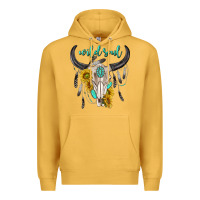 Mustard wild soul boho bull skull Premium Hoodie - texasbilliewilder