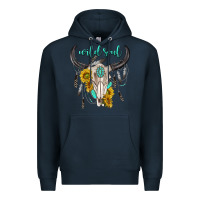 Navy wild soul boho bull skull Premium Hoodie - texasbilliewilder