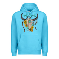 Ocean Blue wild soul boho bull skull Premium Hoodie - texasbilliewilder