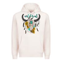 Pale Pink wild soul boho bull skull Premium Hoodie - texasbilliewilder