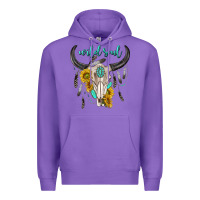 Purple wild soul boho bull skull Premium Hoodie - texasbilliewilder