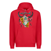 Red wild soul boho bull skull Premium Hoodie - texasbilliewilder