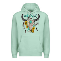 Seafoam wild soul boho bull skull Premium Hoodie - texasbilliewilder