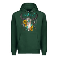 Sports Green wild soul boho bull skull Premium Hoodie - texasbilliewilder