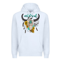 White wild soul boho bull skull Premium Hoodie - texasbilliewilder