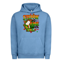 Pigment Pebble Blue Steppin' into Juneteenth Urban Hoodie - RanaPortraitStore