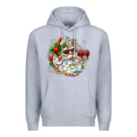 Heather Grey santa with sunglasses christmas Premium Hoodie - Zillion Design Studio