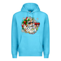 Ocean Blue santa with sunglasses christmas Premium Hoodie - Zillion Design Studio
