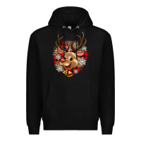 Black reindeer christmas Premium Hoodie - Zillion Design Studio