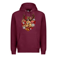 Burgundy reindeer christmas Premium Hoodie - Zillion Design Studio
