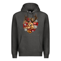 Charcoal Heather reindeer christmas Premium Hoodie - Zillion Design Studio