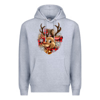 Heather Grey reindeer christmas Premium Hoodie - Zillion Design Studio