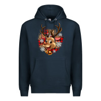 Navy reindeer christmas Premium Hoodie - Zillion Design Studio
